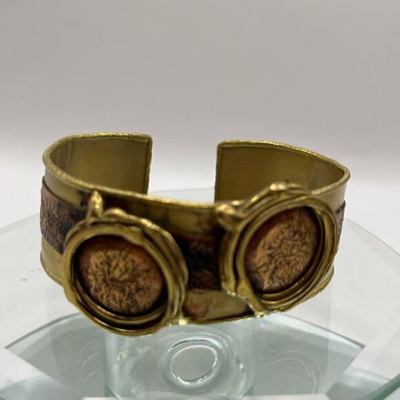 Lot of two Creative Copper and Mid Century Modernist, copper and brass cuffs - Picture 2 of 8